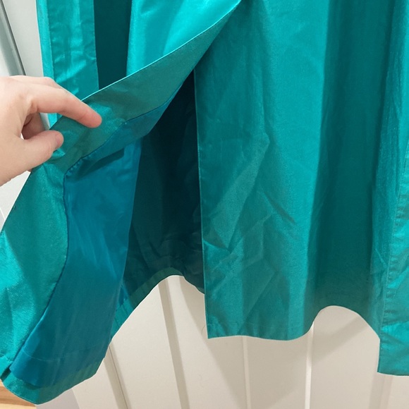 Vintage British Mist Trench Rain Coat Teal Green Long Jacket Size 3/4 petite EUC - Picture 13 of 16